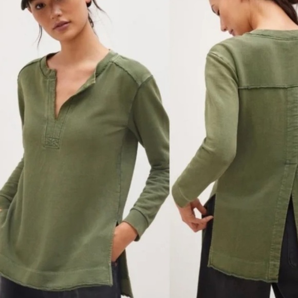 PILCRO ANTHROPOLOGIE GREEN SPLIT HEM TUNIC BLOUSE SMALL - Picture 7 of 7